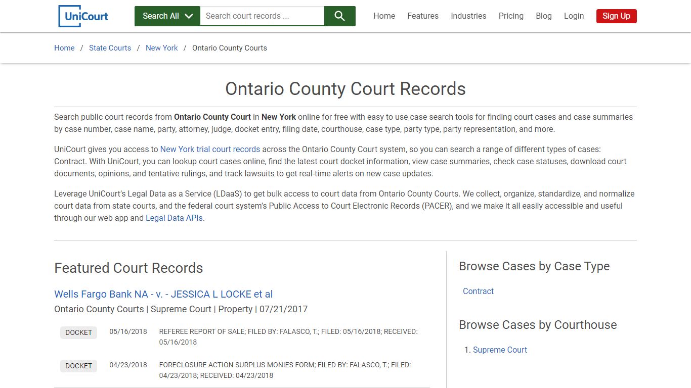 Ontario County Court Records | New York | UniCourt