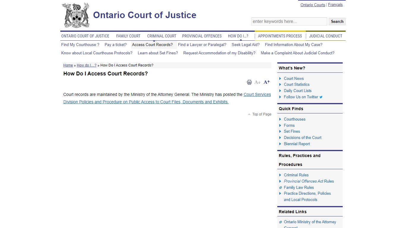 How Do I Access Court Records? | Ontario Court of Justice